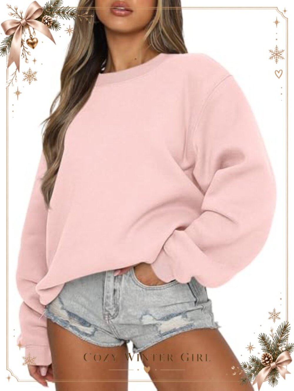 Women's Fleece Lined Crewneck Sweatshirt Long Sleeve Pullover